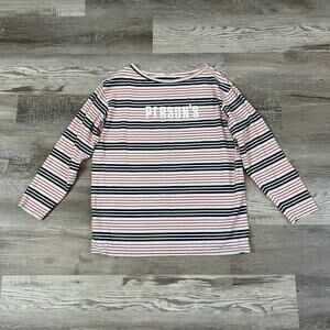 PERSON’S Japan Striped Cotton Long Sleeve Tee Red Navy Puff Print Y2K